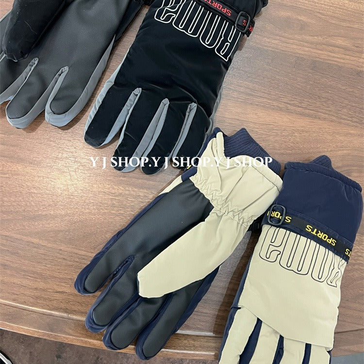 Wholesale women' s winter outdoor ski gloves plus fleece warm