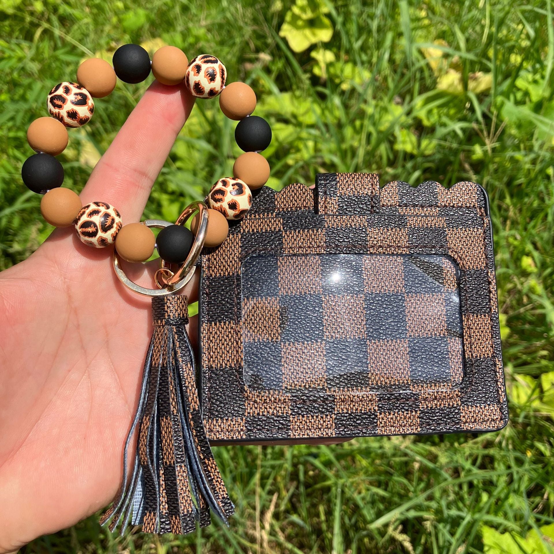 Wholesale Printed PU Leather Coin Purse Wrist Keychain