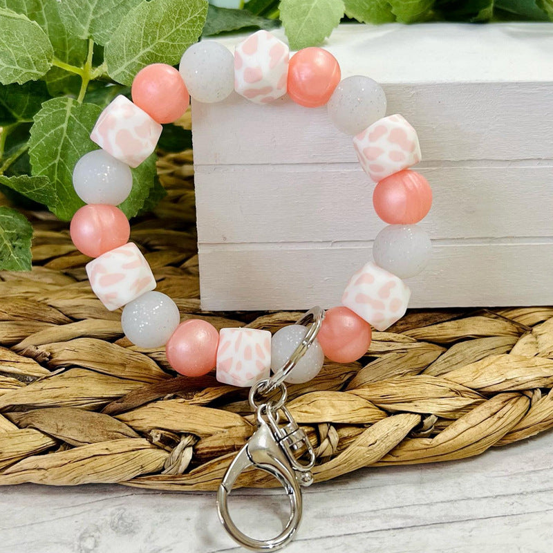 Wholesale 10pcs/pack Silicone Beaded Wrist Keychain