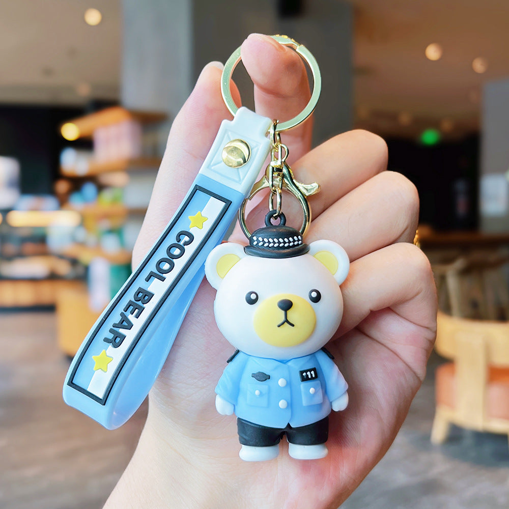 Wholesale Cartoon Bear 3D Soft Glue Keychain