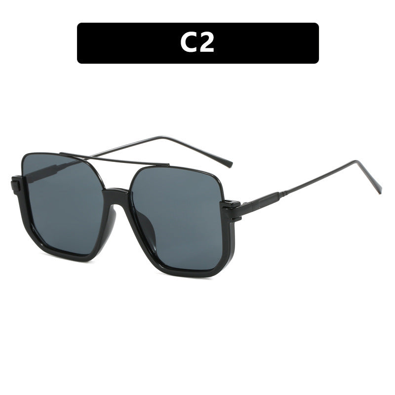 Wholesale Retro personality UV protection lower half frame double beam large frame sunglasses