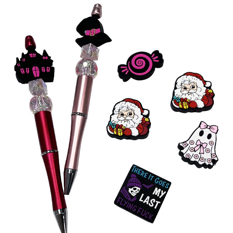 Wholesale 10pcs/pack   Silicone Food Grade Christmas Cartoon Beads