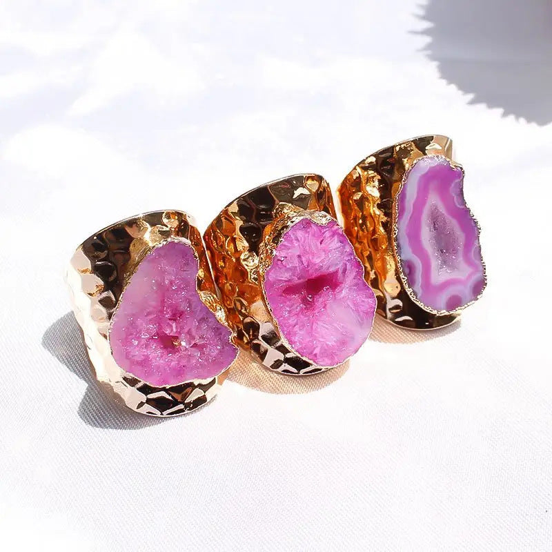 Wholesale Natural rough stone irregular gold ring