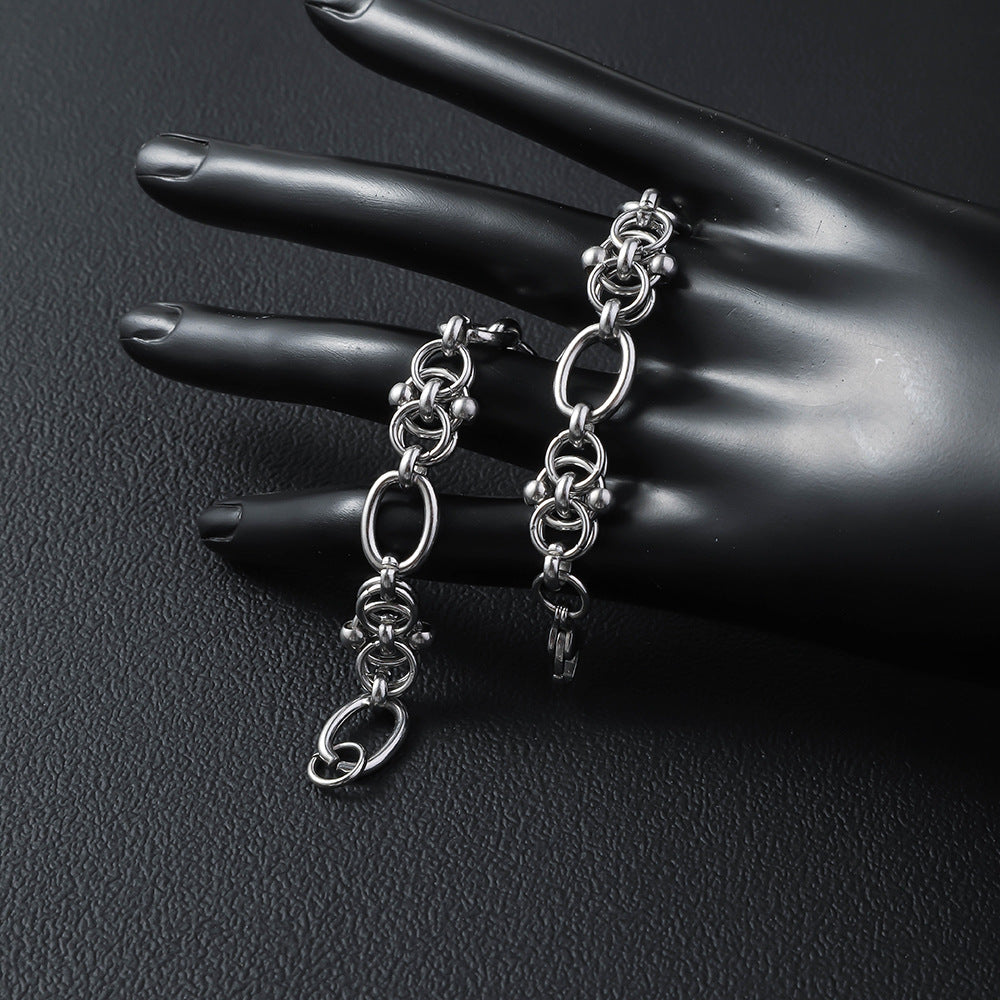 Wholesale Stainless steel bracelet wholesale men's and women's simple fashion egg-shaped handmade chain titanium steel bracelet jewelry