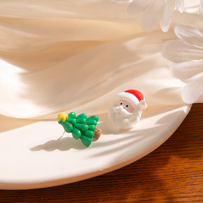 Wholesale Silver Needle Christmas Series Cartoon Character Painted Earrings