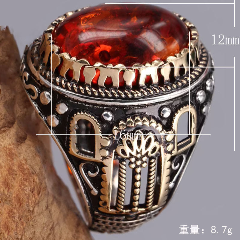 Wholesale Personalized Retro Two tone Black Agate Rings