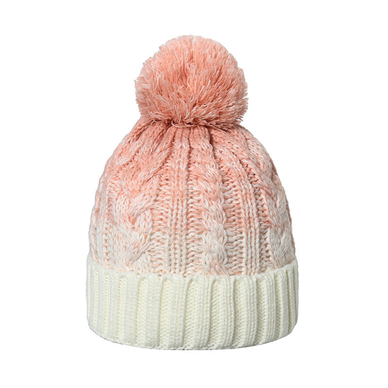 Wholesale Plush Thickened All-match Warm Gradient Color Blended Wool Knitted Hat