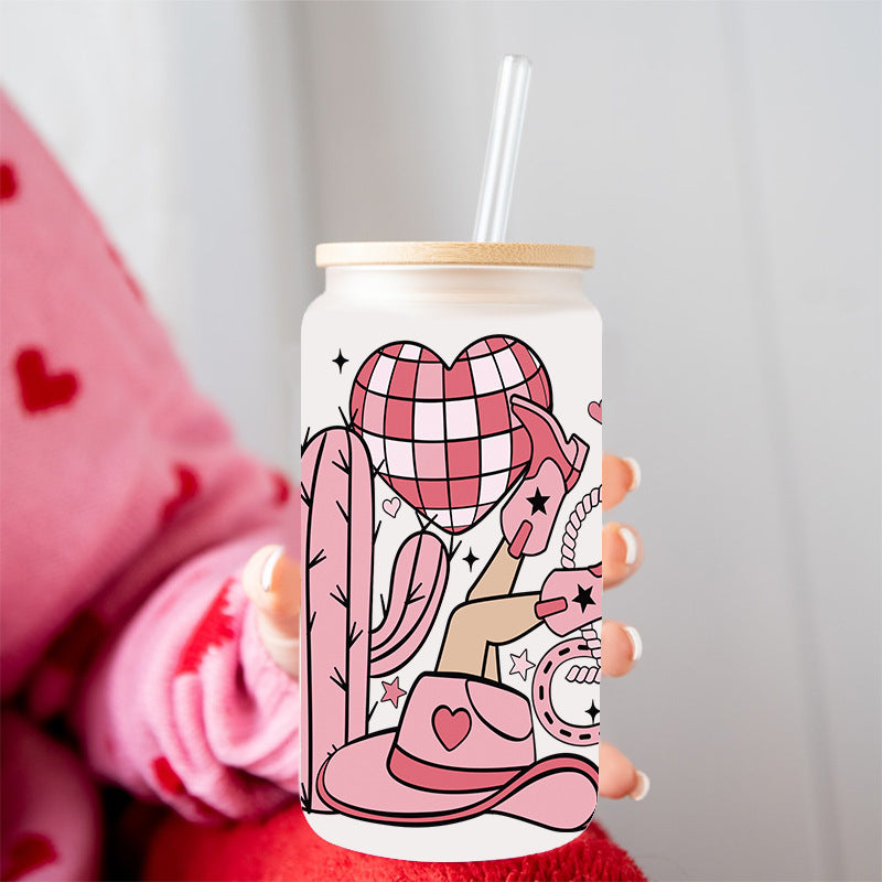 Wholesale Pink Western-style Cactus Series 16oz Cup UV DTF Wraps