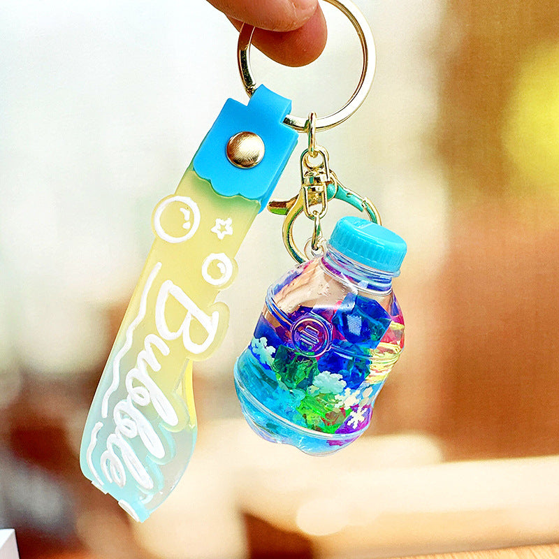 Wholesale Cartoon Colorful Quicksand Bottle Acrylic Liquid Keychain