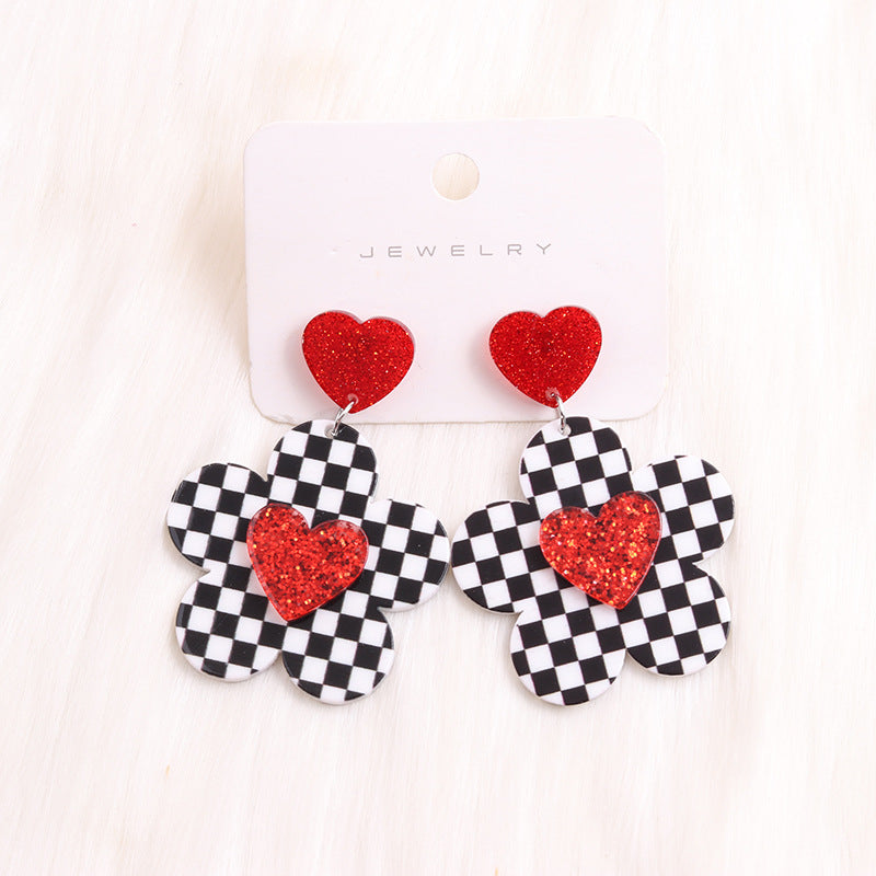 Wholesale Valentine's Day Love Red Lip Rose Flower Acrylic Earrings