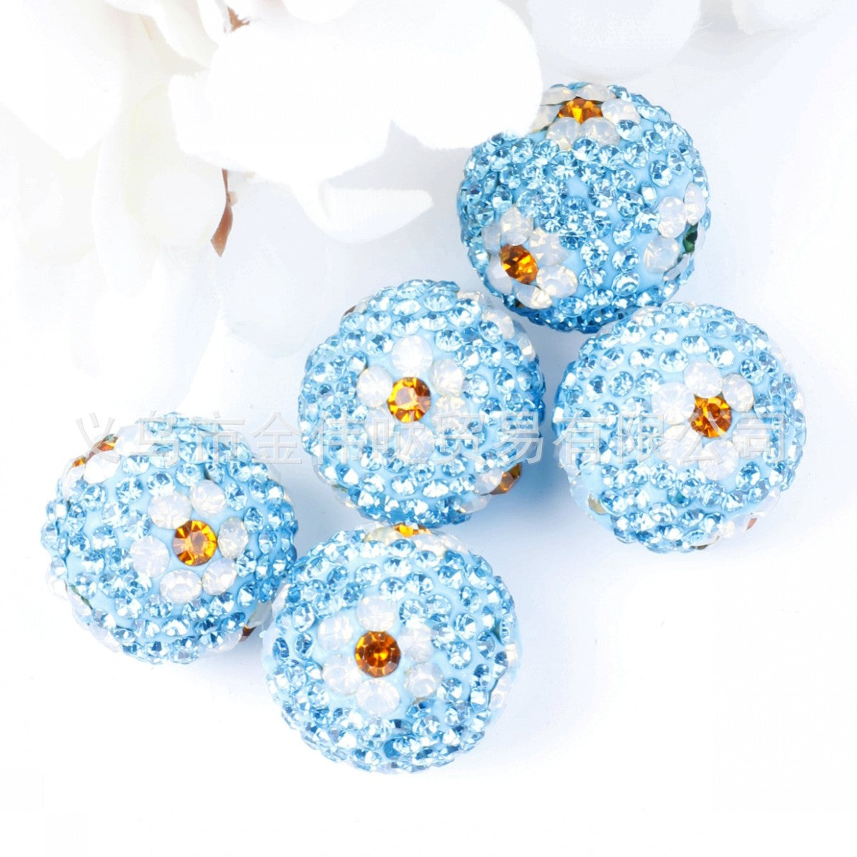 Wholesale 10pcs Full Drill Plum Blossom Soft Clay Drill Ball Straight Hole Beads