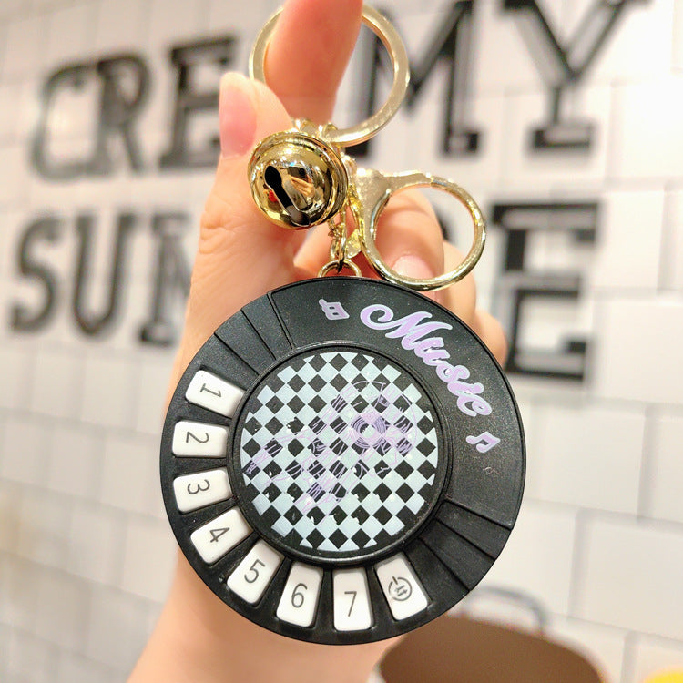Wholesale Creative Girl Round Piano Plastic Keychains