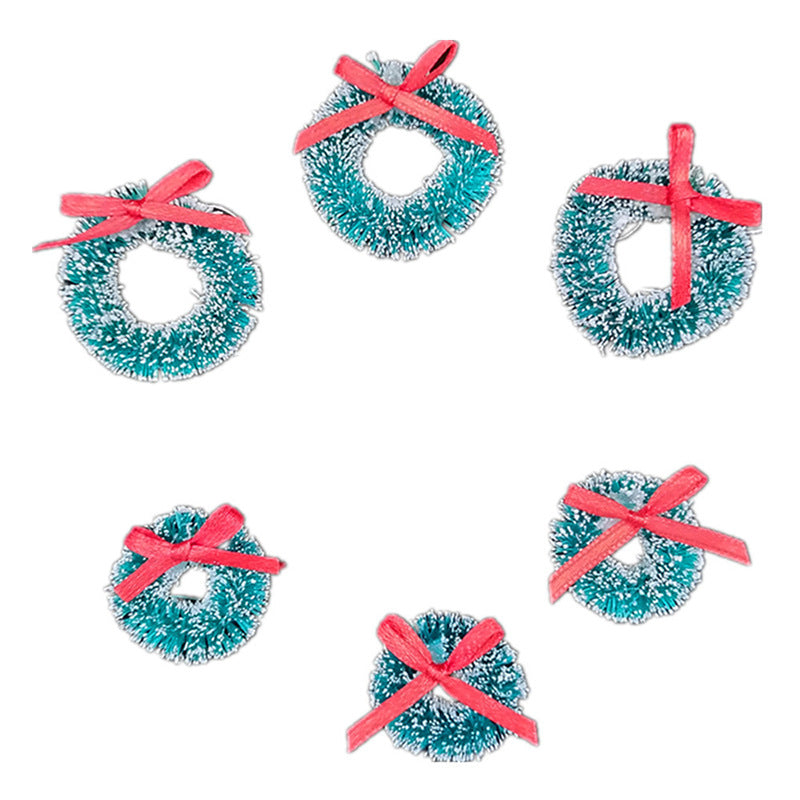 Wholesale  5pcs sisal silk Garland Christmas mini wreath blue green snow decoration