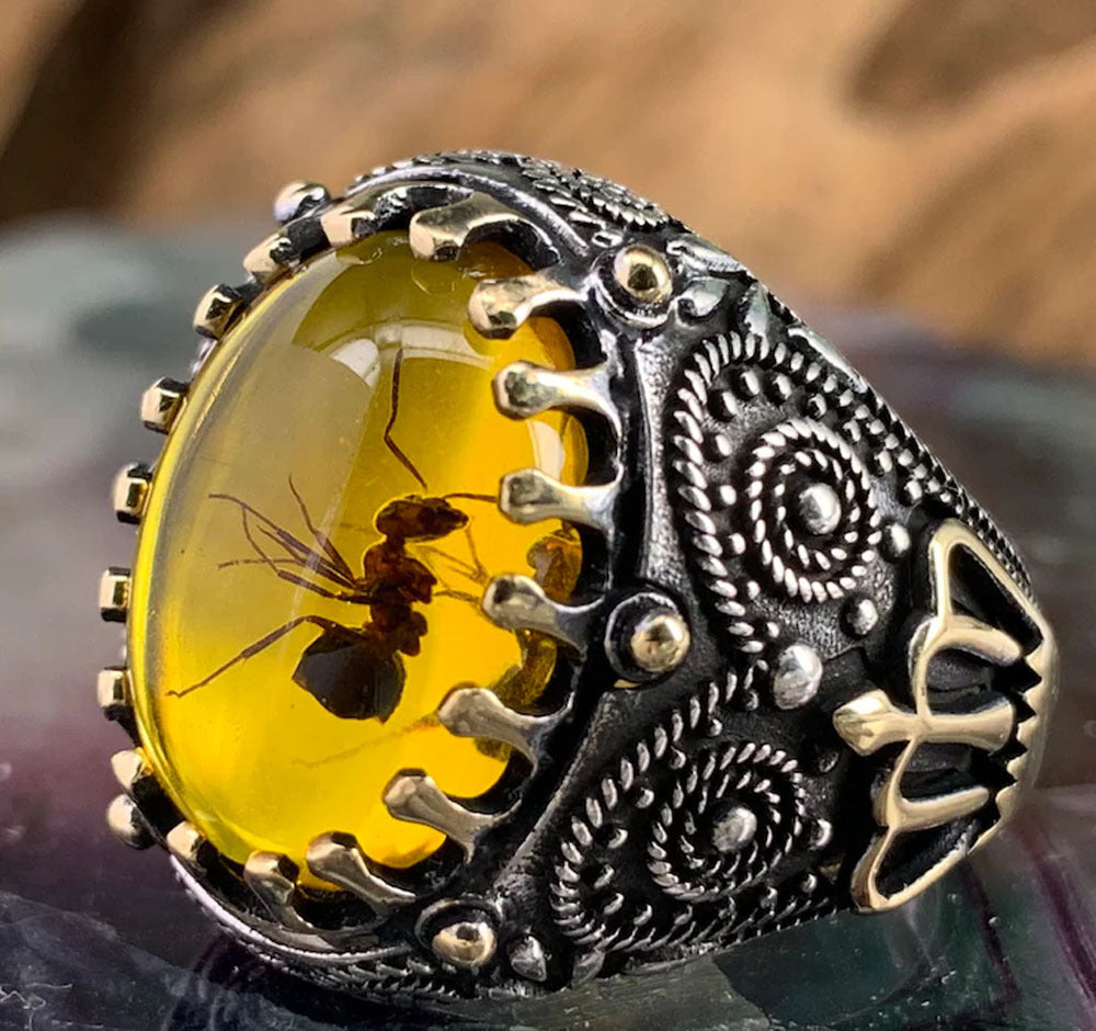 Wholesale Yellow Amber Ant Ring