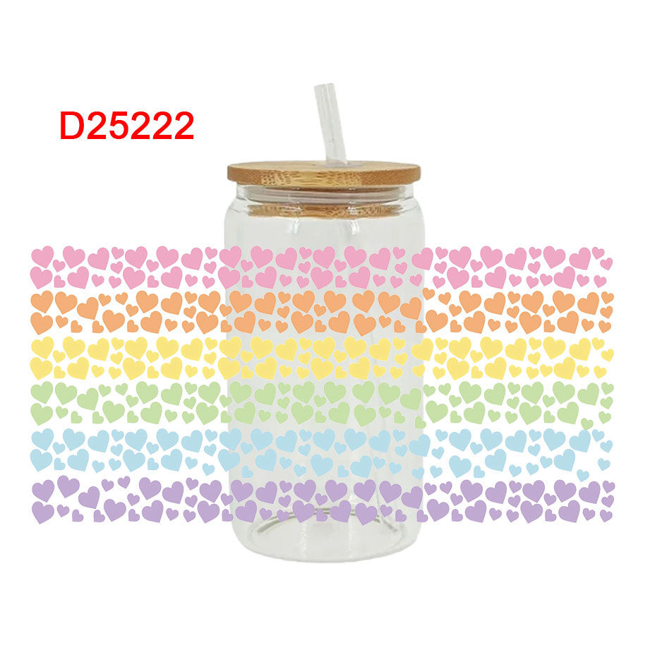 Wholesale Colorful Valentine' s Day Heart 16oz Cup UV DTF Wraps
