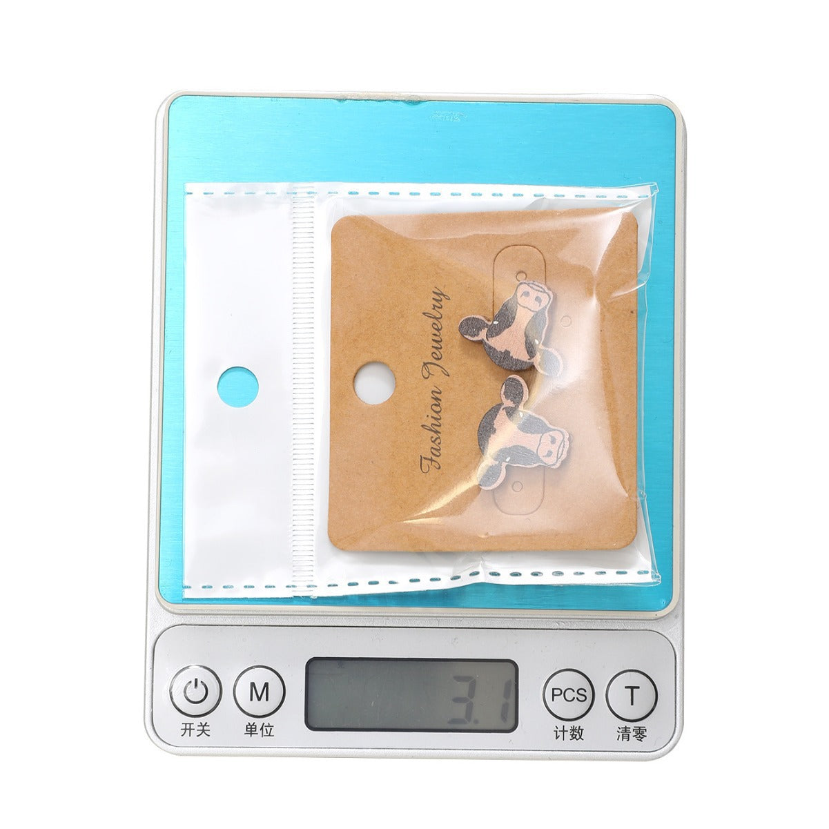 Wholesale Cow Patterned Cow Head Wood Chip Earrings