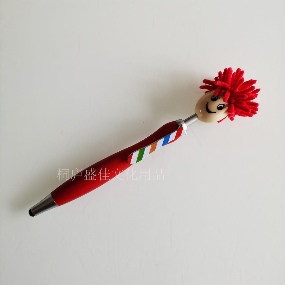 Wholesale Cartoon Plush Doll Mops, Smiling Face, Three in One Touch Ballpoint Pen