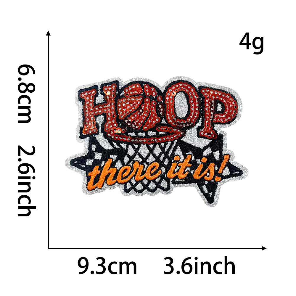 Wholesale Sequined Basketball Patch DIY Iron On Embroidered Badge Stylish Coat Decorative Accessory