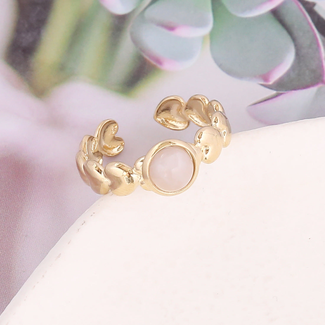 Wholesale Natural Stone Stainless Steel Rings