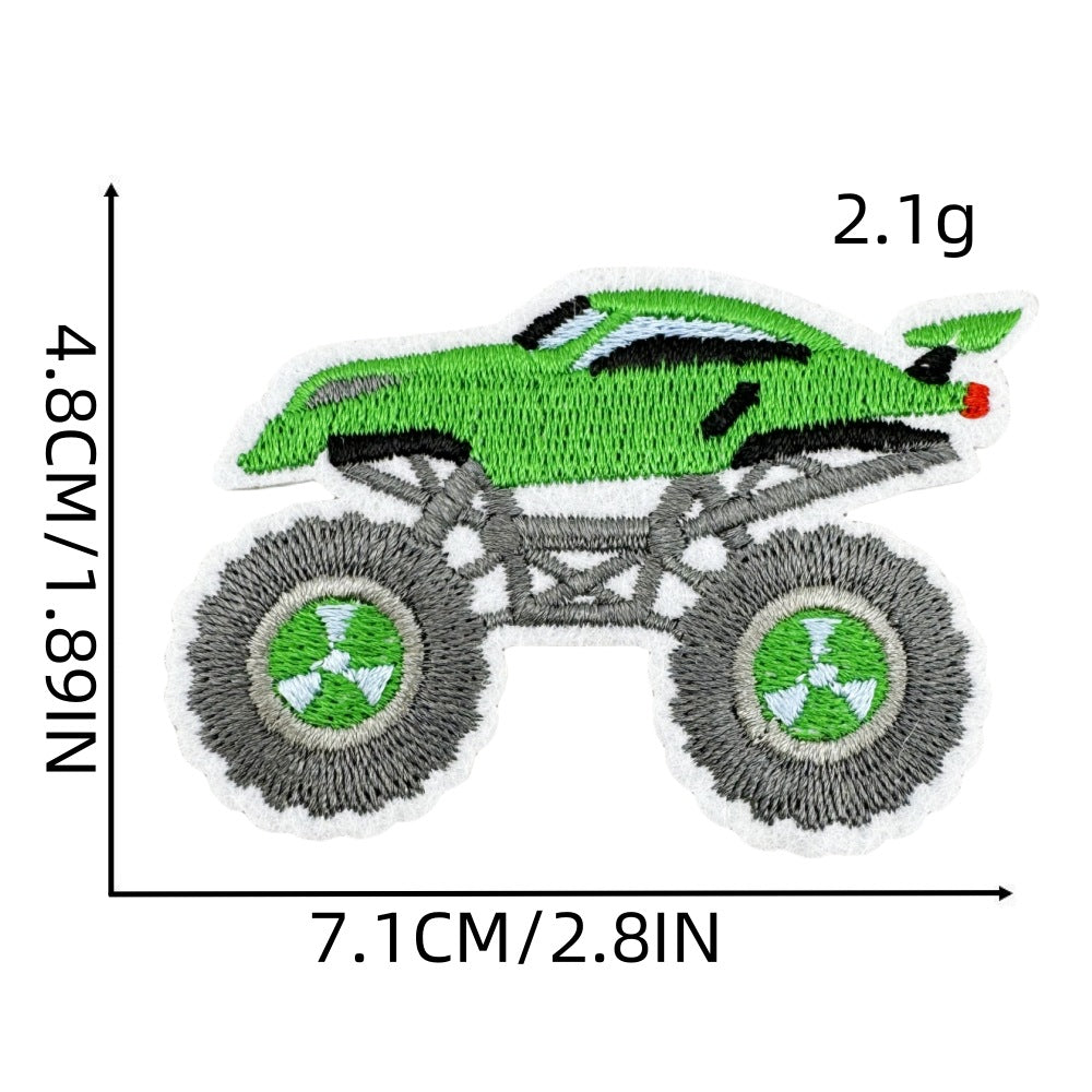 Wholesale Trendy Monster Truck Embroidered Patch Polyester Sew On Applique For Kids Clothing Bags And DIY Crafts