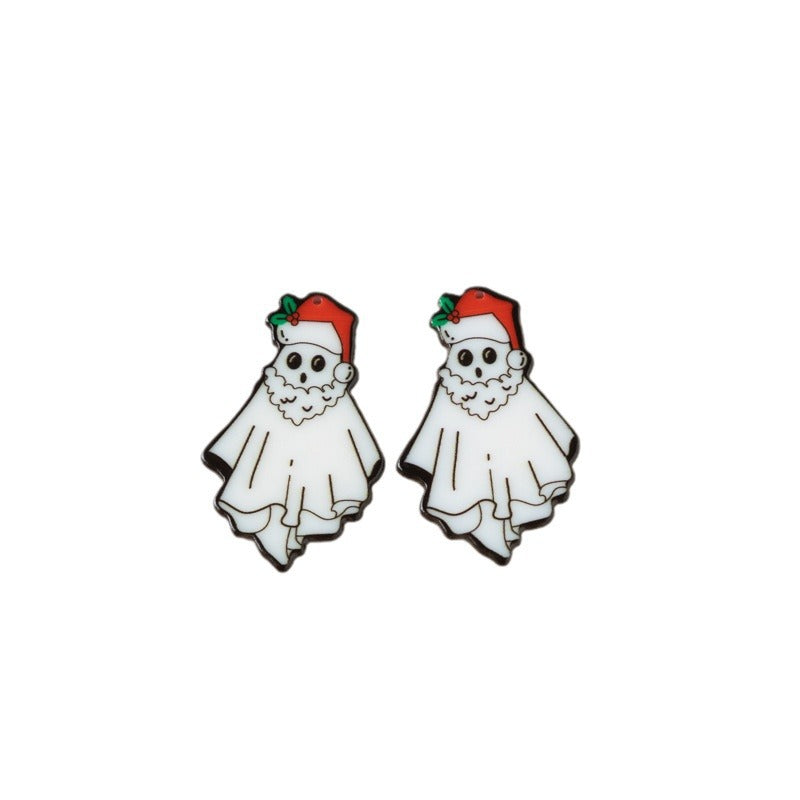 Wholesale 10pcs Double Sided Acrylic Christmas Ghost Pendant Accessories