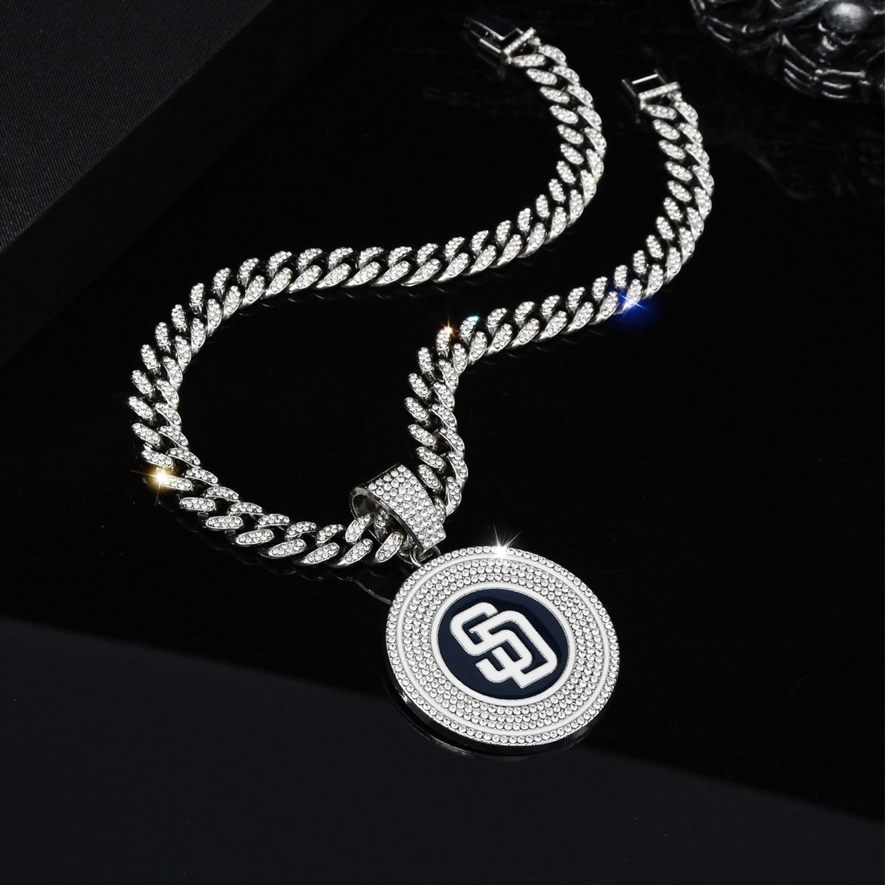 Wholesale color oil drop necklace men's hip hop full diamond Cuban chain