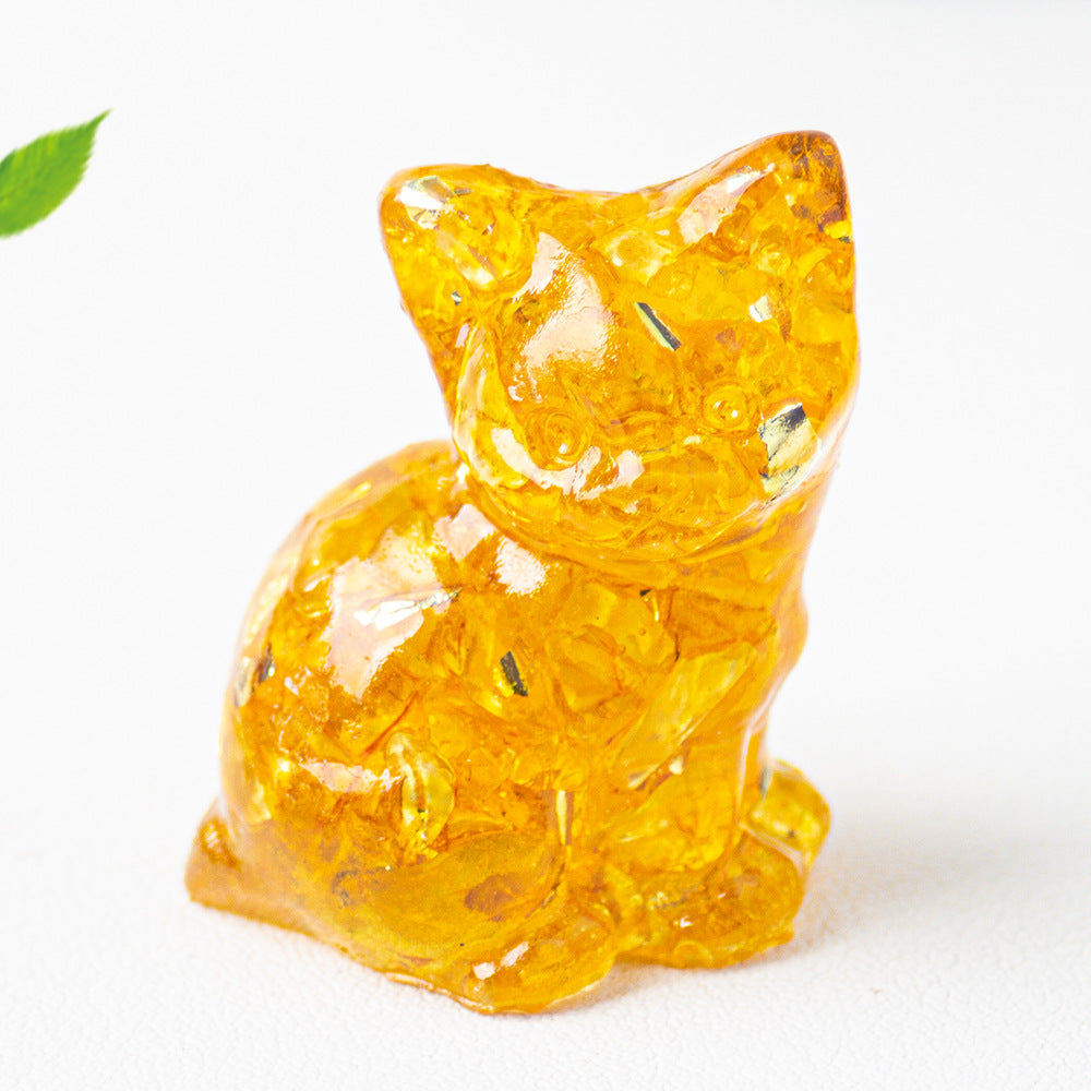 Wholesale Natural crystal gravel cute cat ornaments