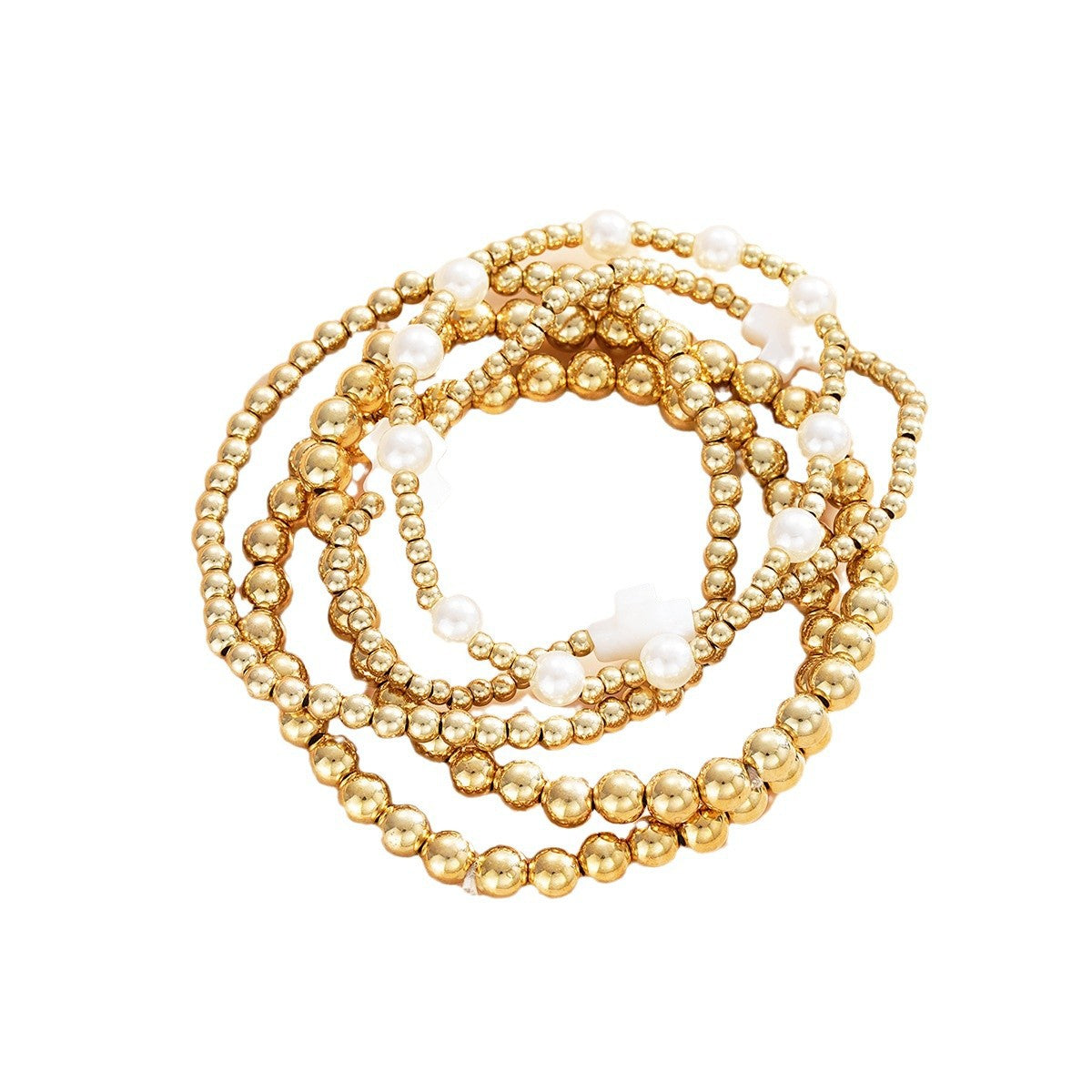 Wholesale Cross beaded bracelet 5-piece set niche design temperament stacking bracelet
