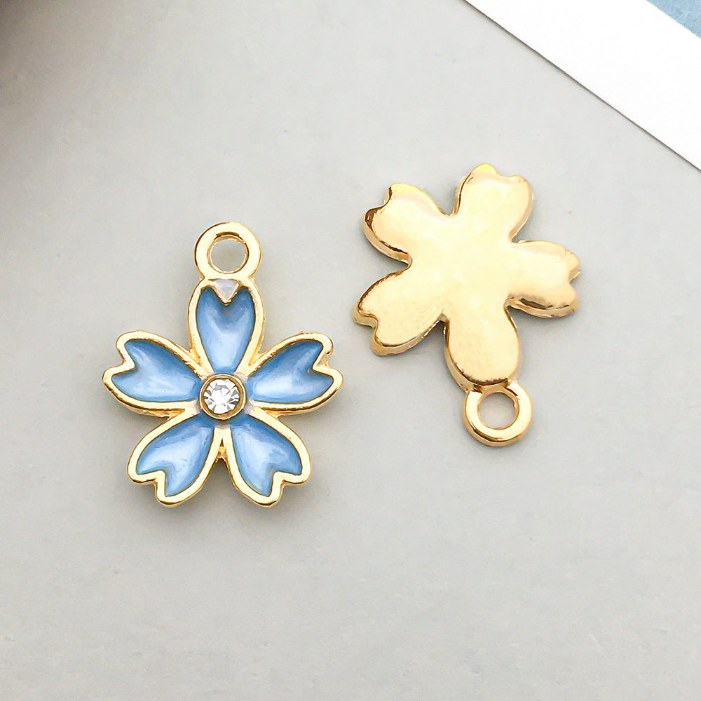 Wholesale Mix 30 Lake Blue Drip Oil Alloy Cute Cartoon Simulation Animal Pendant