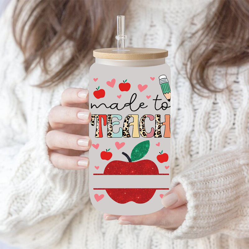 Wholesale Colorful Pencil Rainbow Teacher's Day 16oz Cup UV DTF Wraps