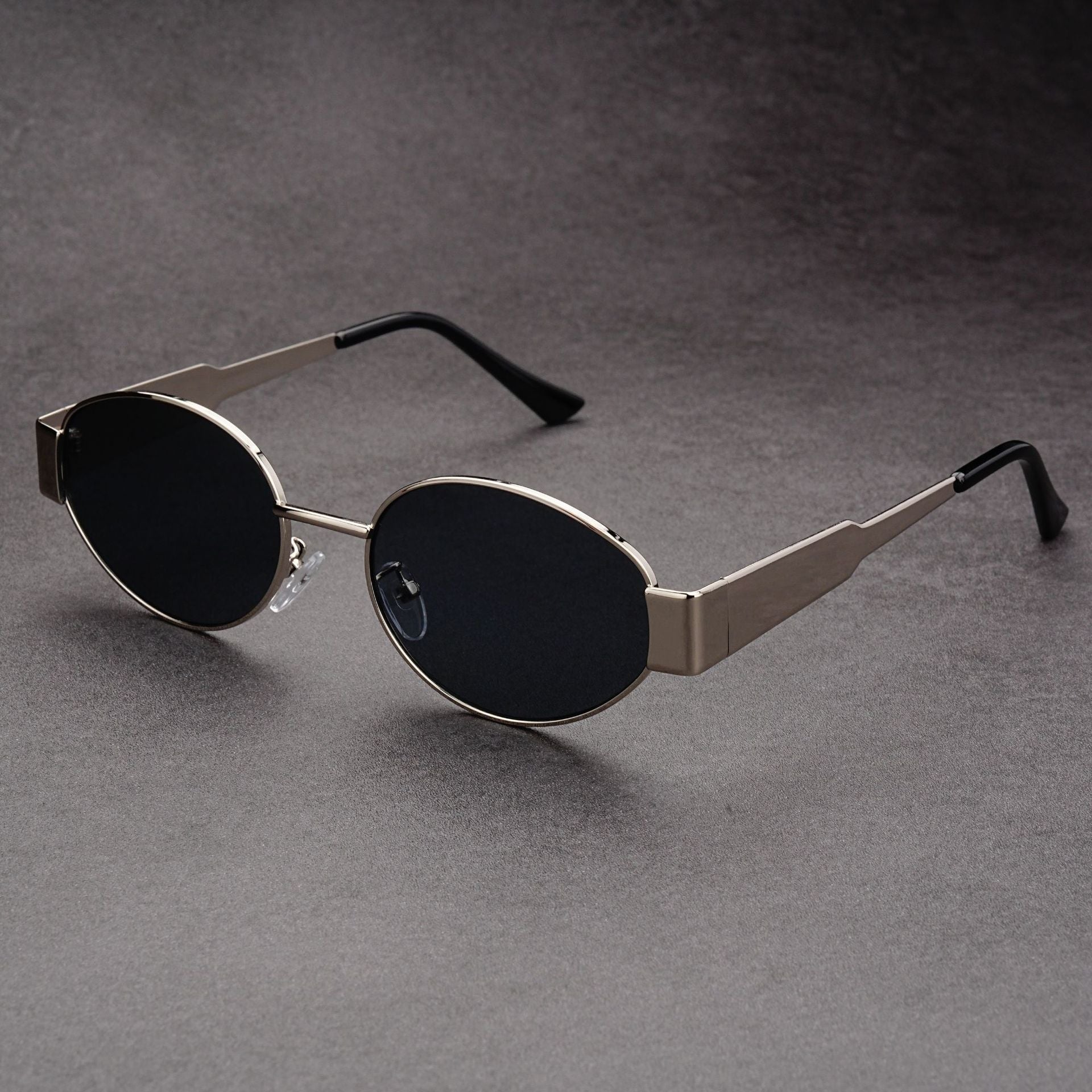 Wholesale Retro old money style metal oval sunglasses