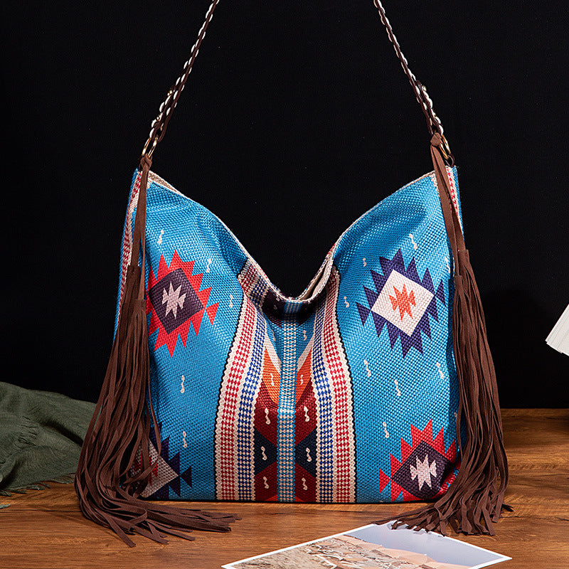 Wholesale Aztec Flowing Cotton and Hemp Canvas Handheld Shoulder Bag