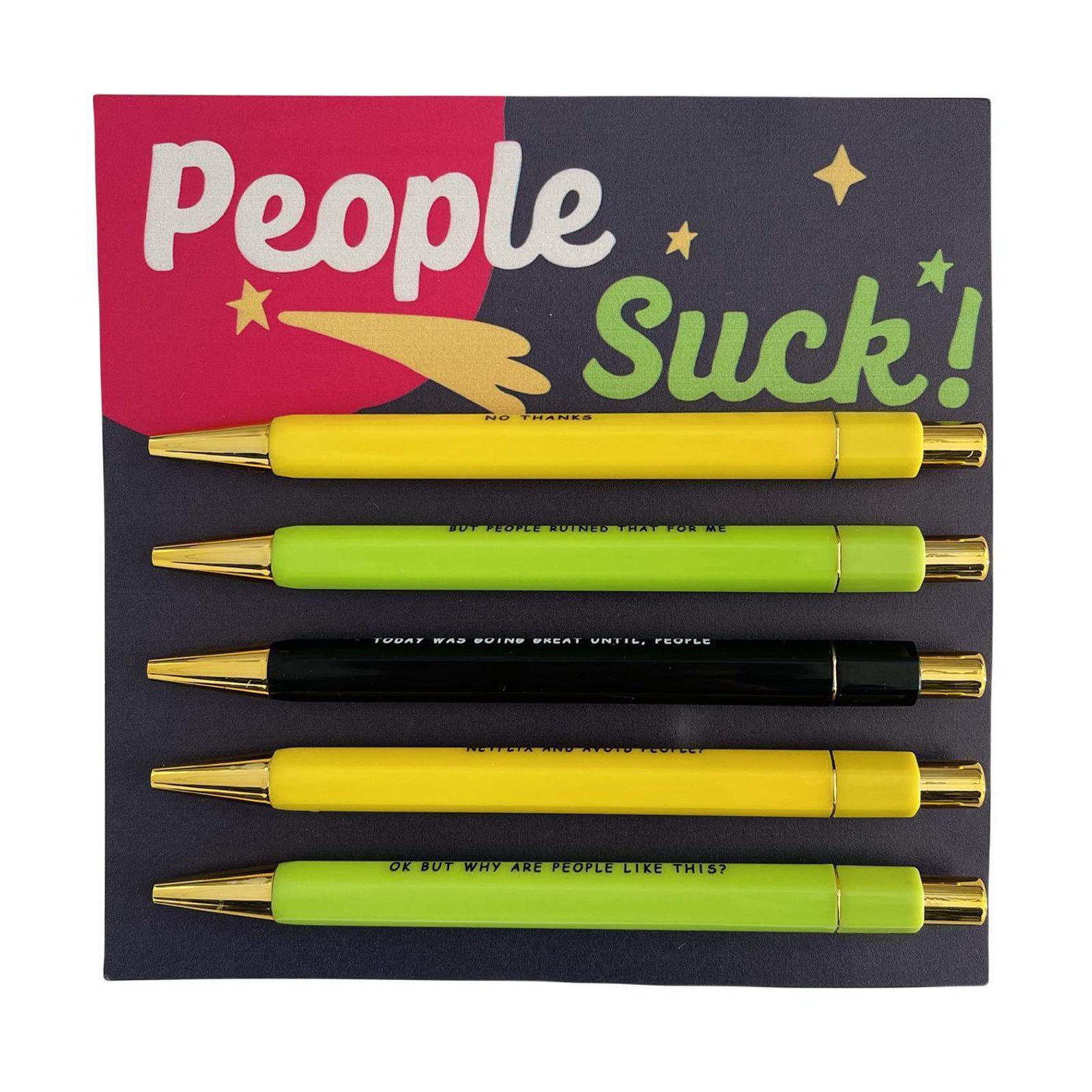 Wholesale Pens People Mock 5PCS Plastic Ballpoint Pen Paper Card Set