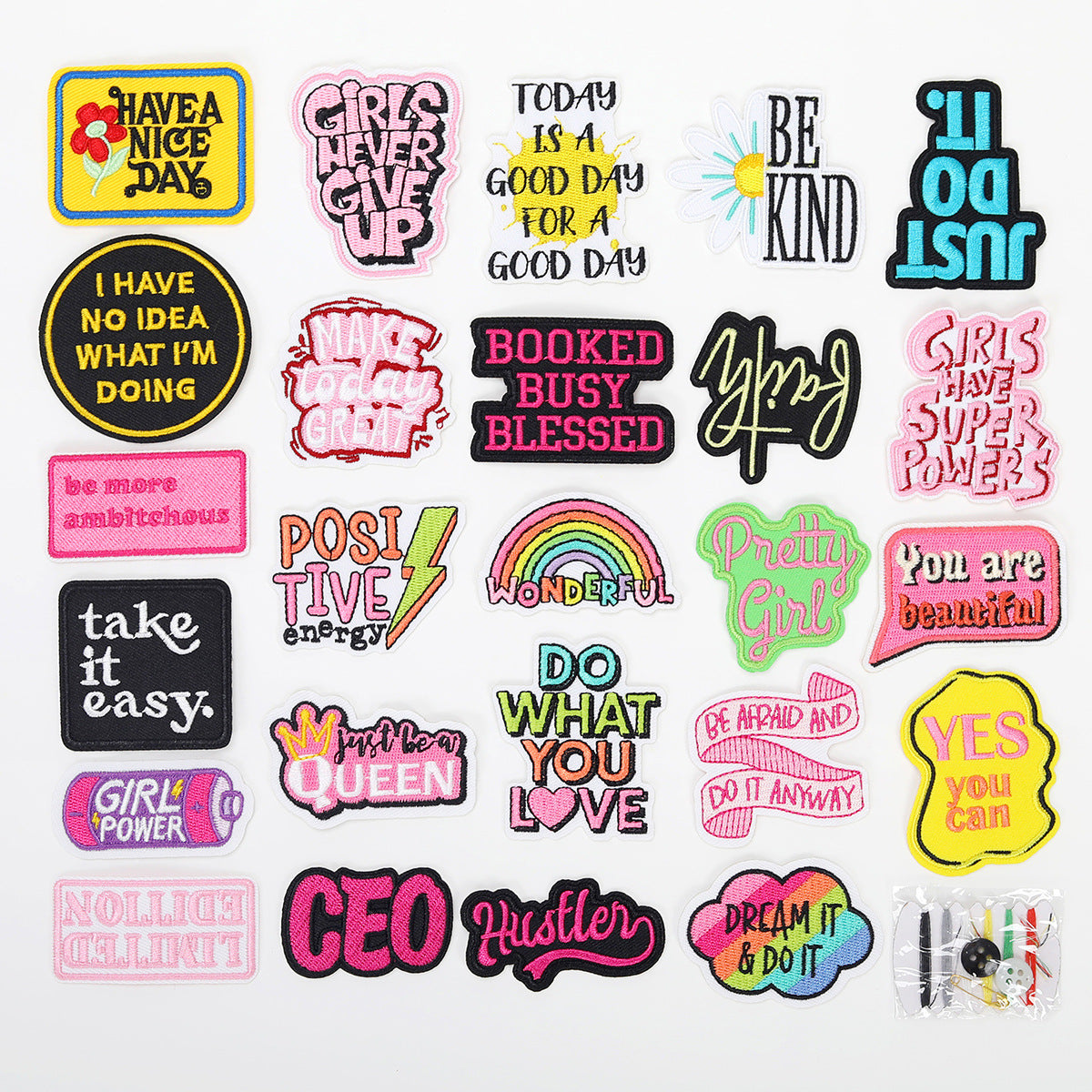 Wholesale Inspirational  encourages English embroidery DIY Patches