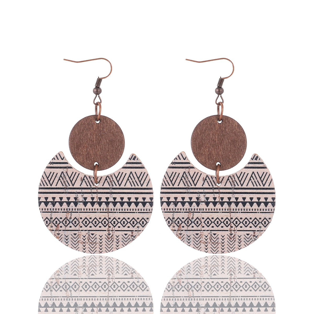 Pendientes de cuero de cuero de corcho al por mayor Pendientes de madera de madera occidental