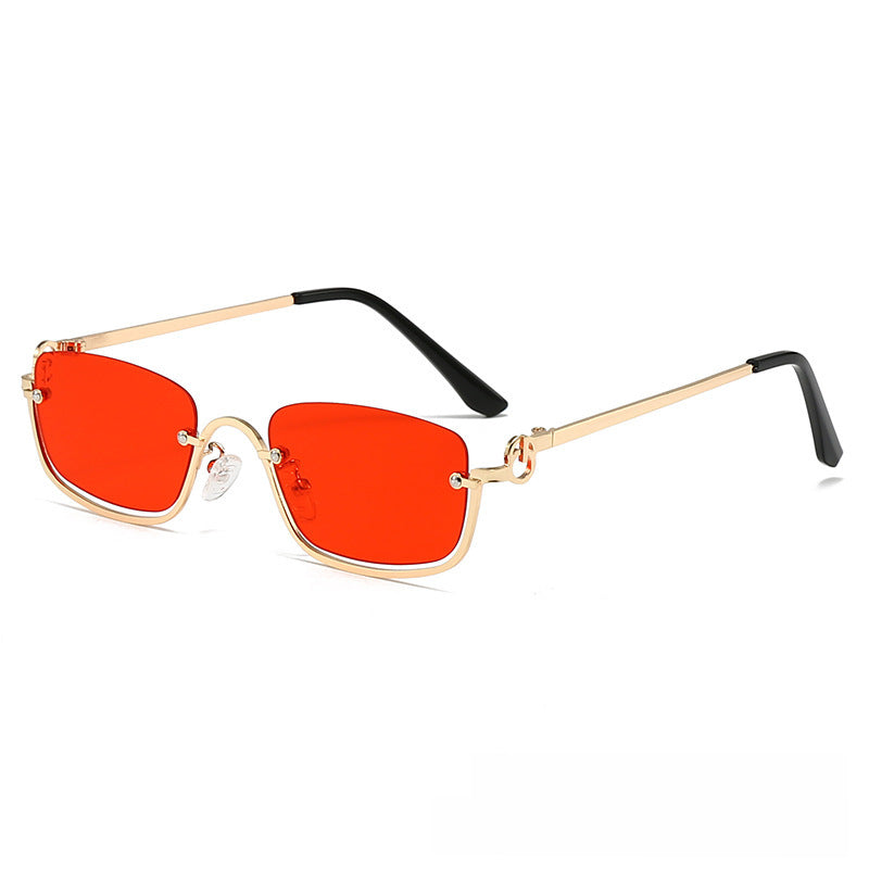 Wholesale Metal lower half frame sunglasses small square frame sunglasses