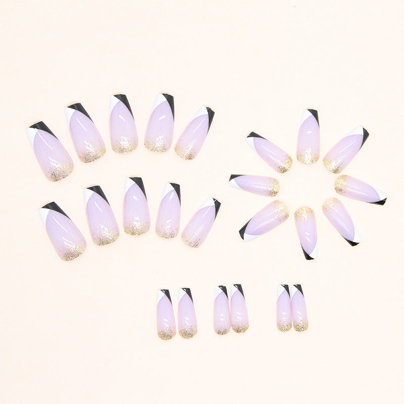 Wholesale Triangular double spell mandarin duck color French gold powder Nail Stickers