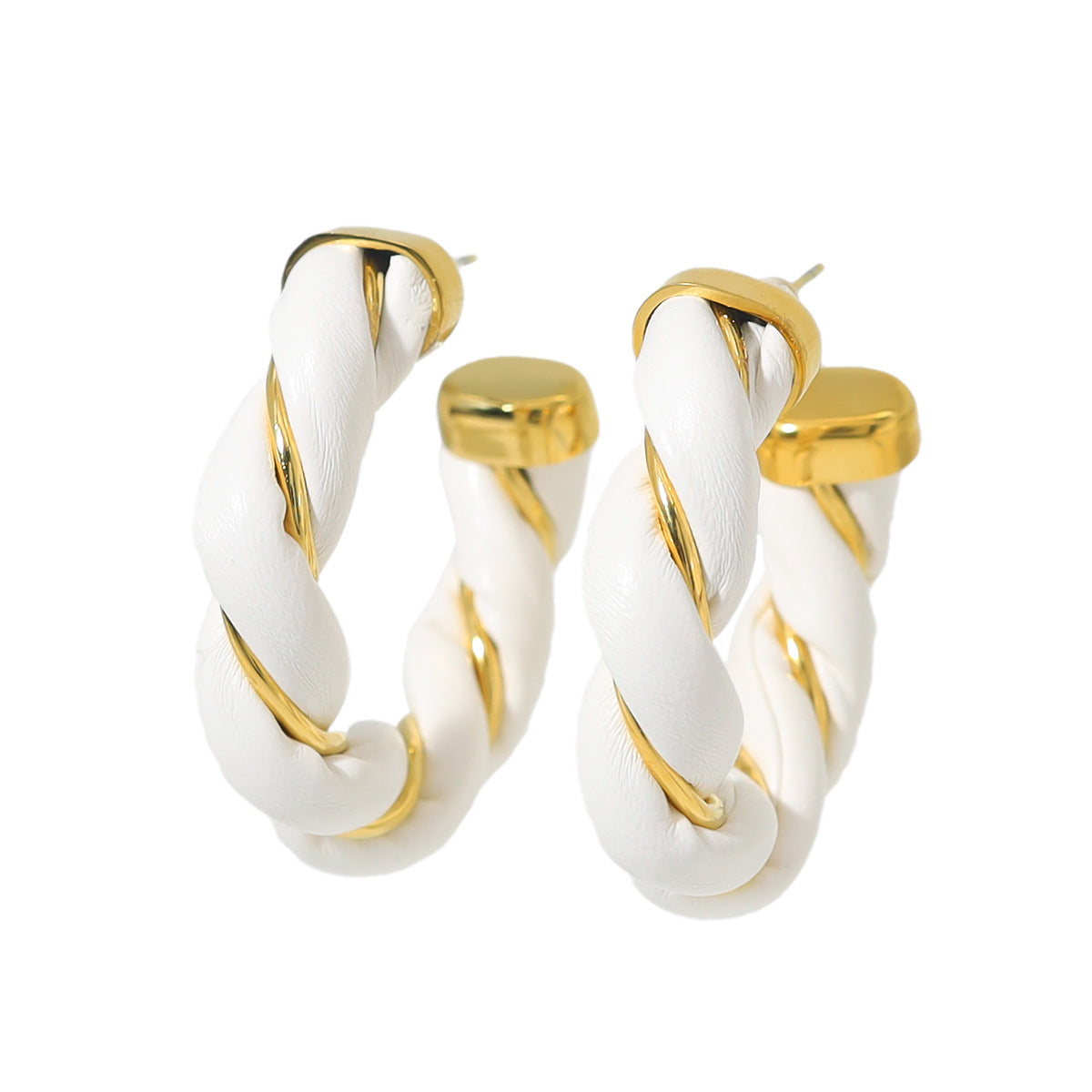 Wholesale 18K Gold-plated Titanium Steel Twist Pattern C-shaped Stud Earrings