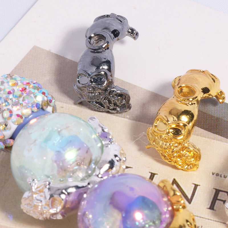 Wholesale 10pcs Skull flower holder DIY spacer beads