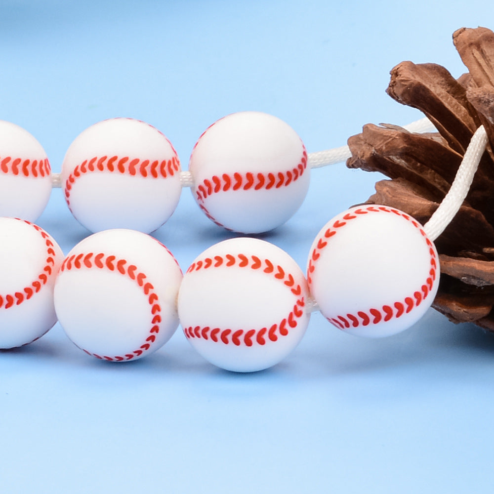 Wholesale 100PCS Silicone Baseball Beads Beads