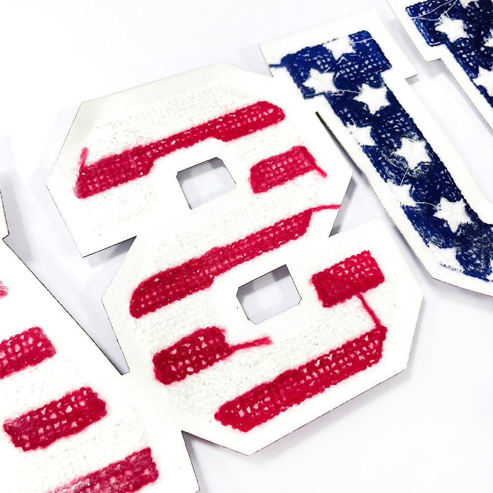 Wholesale Towel Embroidery Patch 28Cm USA Stars Stripes Applique For Coats Casual DIY Accessory