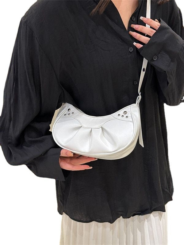 Wholesale Pink Folded Rivets PU Shoulder Messenger Bag