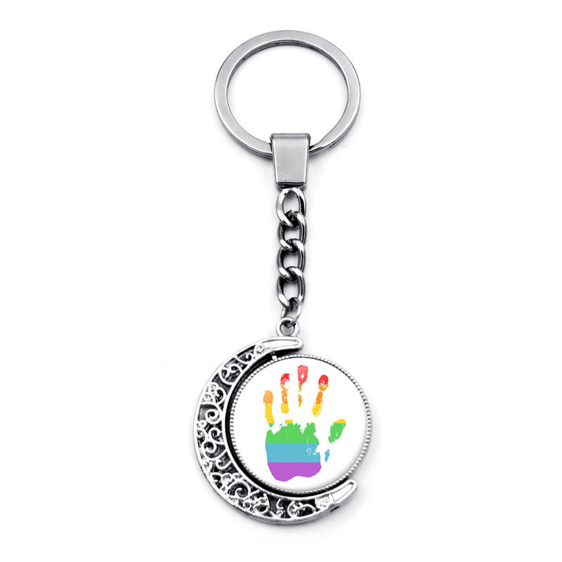 Wholesale Rainbow Double Sided Spin Pendant Keychains