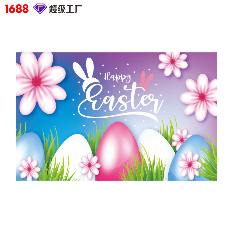 Wholesale Easter Decorations Egg Bunny Flag Background Cloth