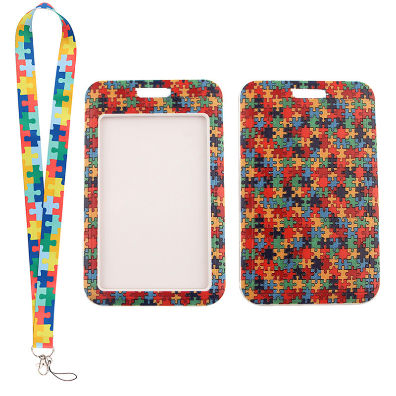 Wholesale Labyrinth Grid Rainbow Polyester Badge Lanyard