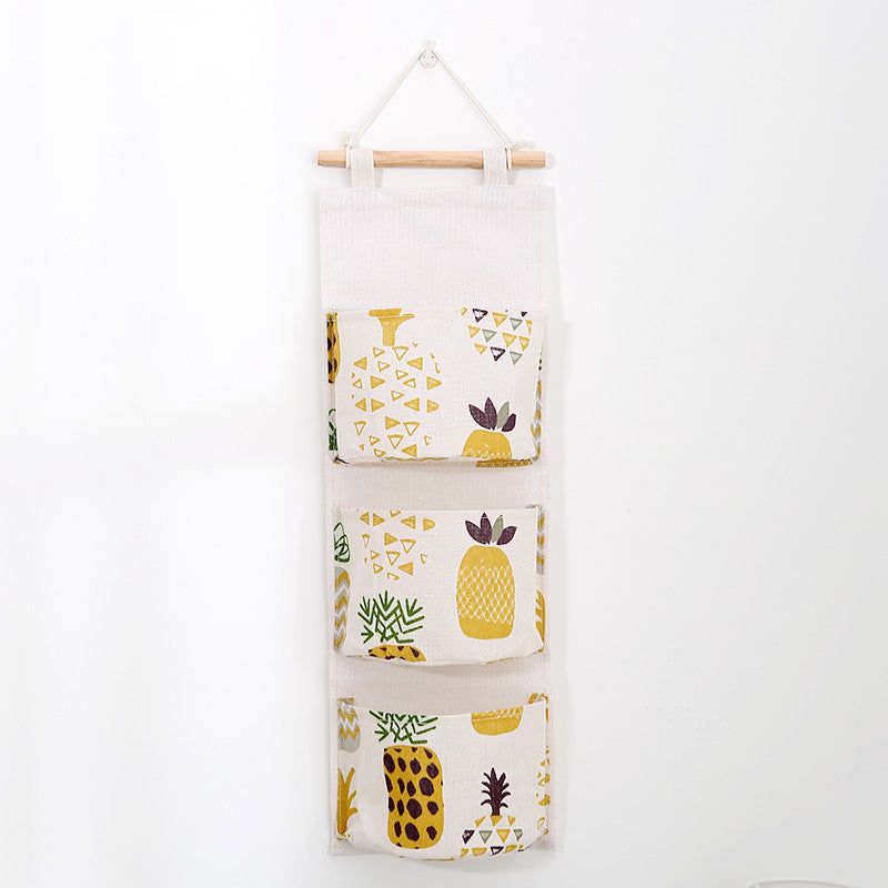 Wholesale Cotton and Linen Three Pocket Three-dimensional Miscellaneous Storage Hanging Bag