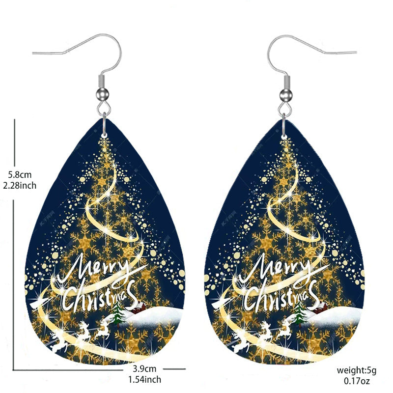 Wholesale Christmas Tree Leather Earrings