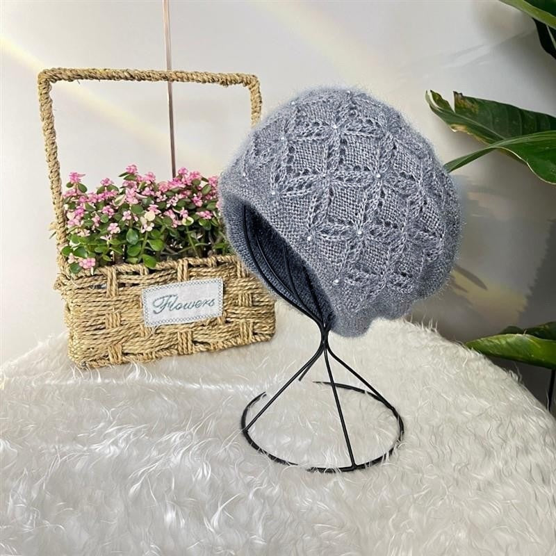 Wholesale Autumn and Winter Thick Mesh Plush Knitted Pile Hat