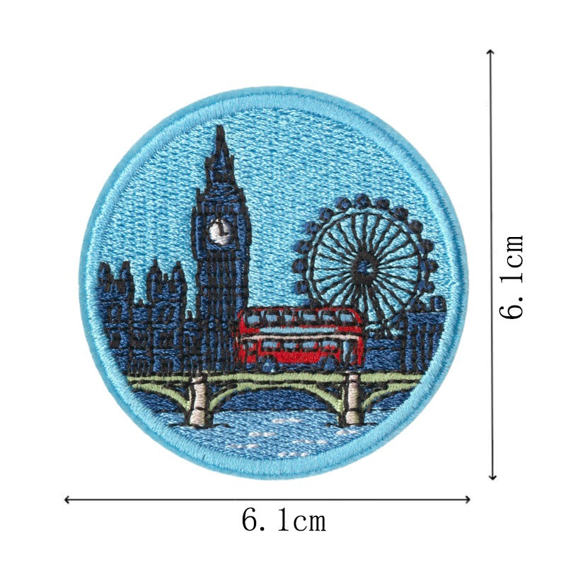 Wholesale World Landmark Embroidered Patches Set Of 9 Iron On DIY Decorative Gift For et