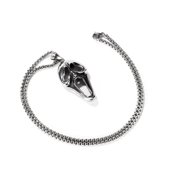 Wholesale Creative exaggerated ghost face skull mask titanium steel men's necklace